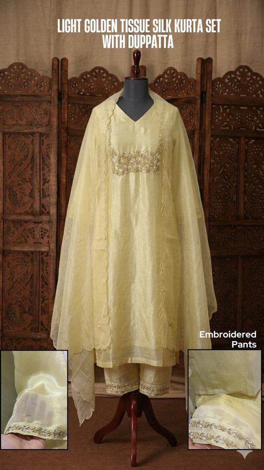 Light Golden Tissue kurta