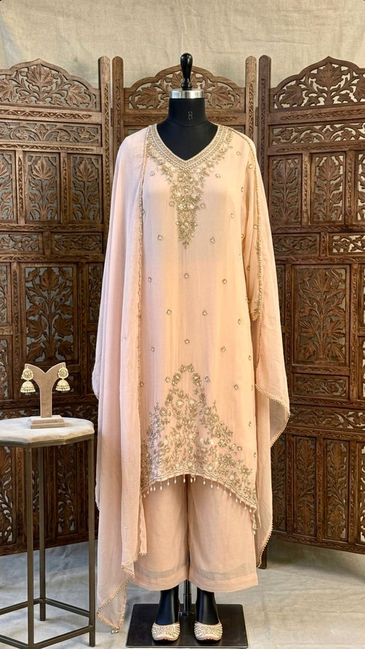 Blush Pink Chinon Kurta