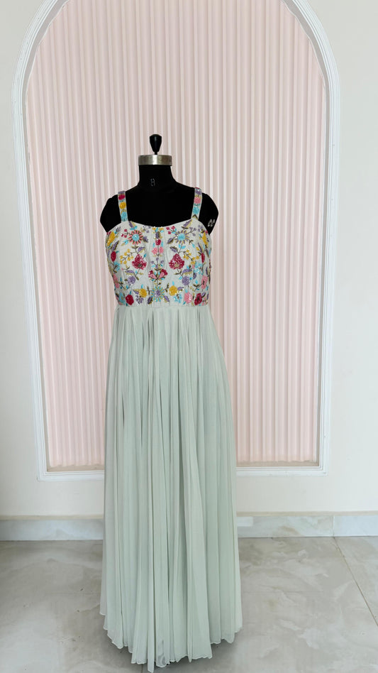 Vanilla Pearl Gulnaar Mirror Work Kurta